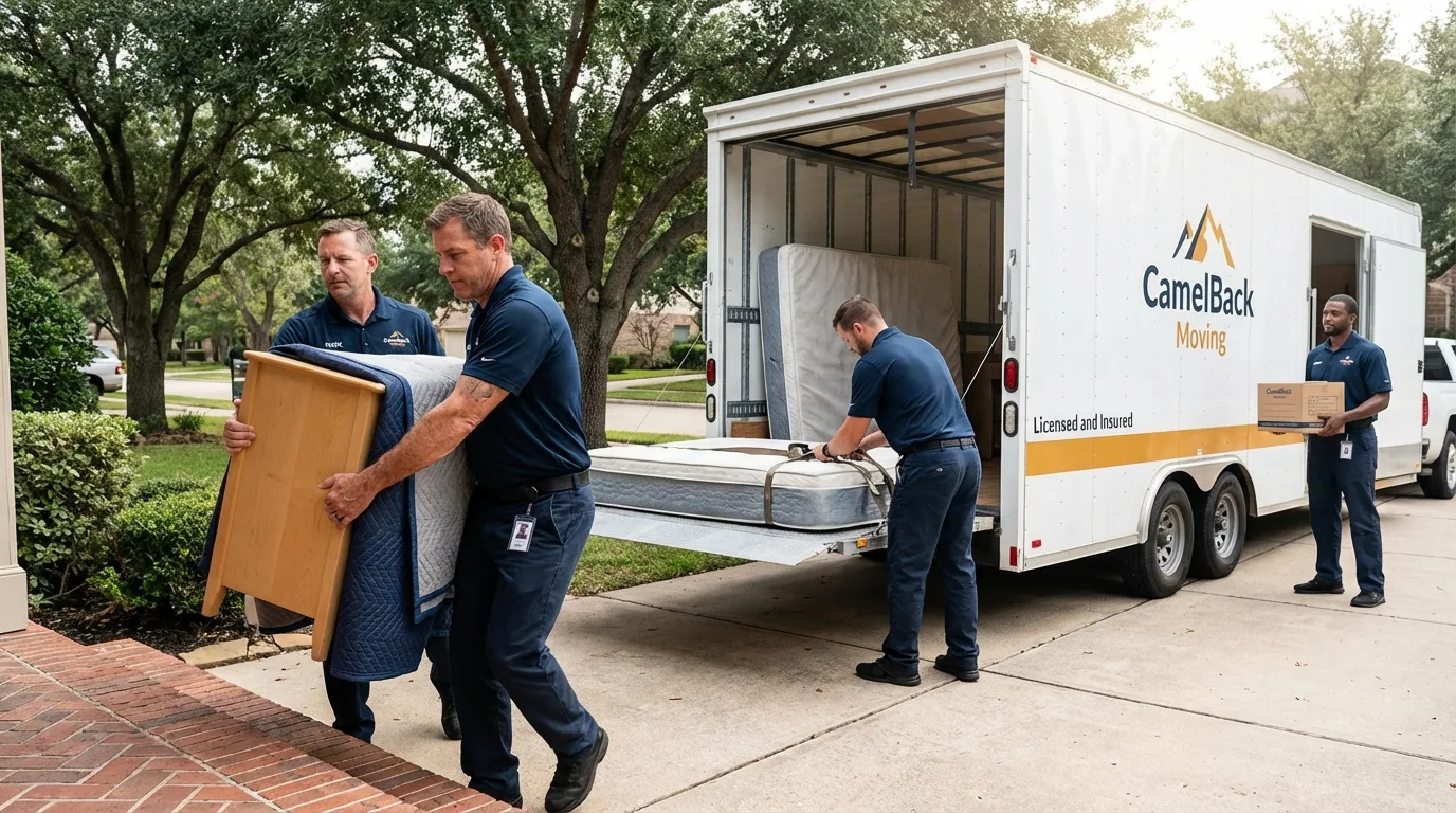 Crew loading residential truck for cross-state move from Camden, TN