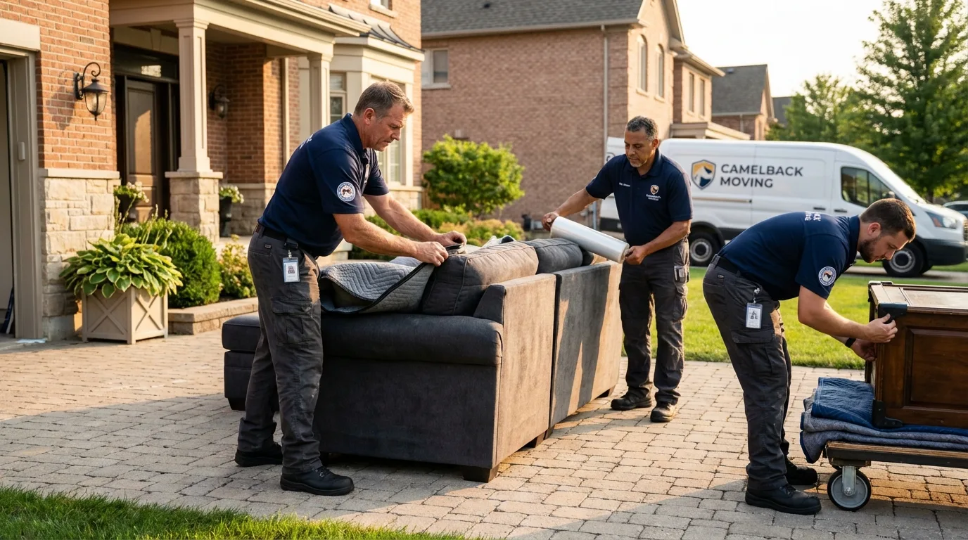 Large estate moving crew wrapping furniture in Camden, TN